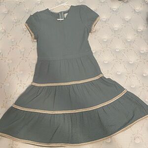 Charming Blue Kids Dress with Cream Accents